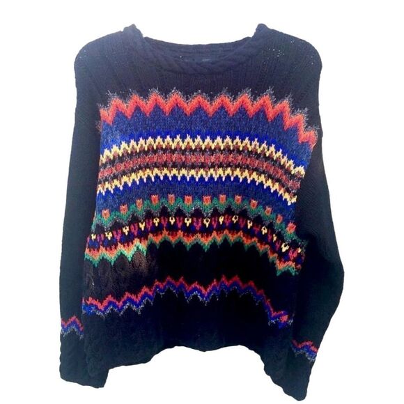 Vintage Lizwear Hand Knit Argyle Sweater - Picture 1 of 4